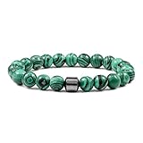【Material】 Piedra N/Ａ Aniversario Pulseras de hematita cilíndrica para Hombres, Pulseras y brazaletes de Cuentas de Piedra Natural clásica, Regalo de joyería de Yoga