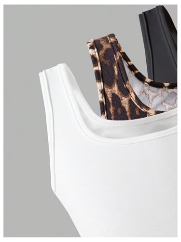 Girl's 3 Packs Cheetah Print Sleeveless Tops Summer Square Neck Fitted Tank Top4