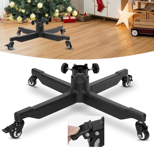 Rolling Artificial Christmas Tree Stand Base Replacement with Wheels Universal Heavy Duty Fake Tree Stands Faux Xmas Tree Stand Up to 7.5Ft Tree