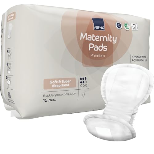 ABENA Premium Maternity Pads Postpartum Essentials Eco-Labelled Extra Protection After Birth Breathable and Skin Friendly Sustainable Incontinence Pads - 15PK