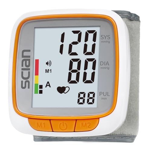 Scian Wrist Blood Pressure Monitors for Home Use, Automatic Blood Pressure Wrist Cuff with Voice Broadcast, Large Display, 2 Users 180 Memory with Carrying Case
