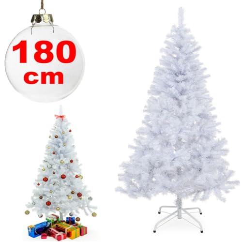 Pratico ed utile OISE ART STORE Trade Shop - Albero di Natale Sintetico 180cm Bianco Neve Decorazione per Casa Scuola Ufficio