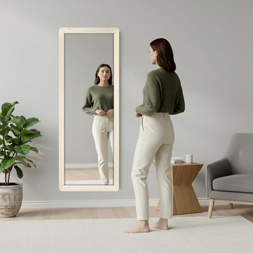 Image of Creative Arts n Frames 15x51 inch Highland Pine Finish Long MDF Wood Wall Hanging Mount HD Mirror Home Decor Items Living Room Bathroom Bedroom Hotel Office (Highland Pine Finish Color HD Mirror)