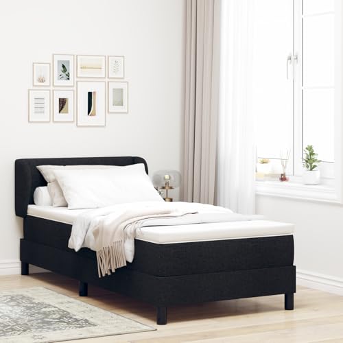 GecheerCama Box Spring con Colchón Negra 90x190 cm Tela