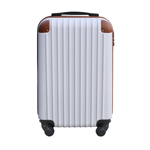 キャリーケース スーツケース TSAロック Sサイズ 機内持ち込み キャリーバッグ 軽量 旅行カバン 超軽量 国内 出張用 可愛い 旅行バック かばん (SSサイズ, ホワイト・ブラウン)