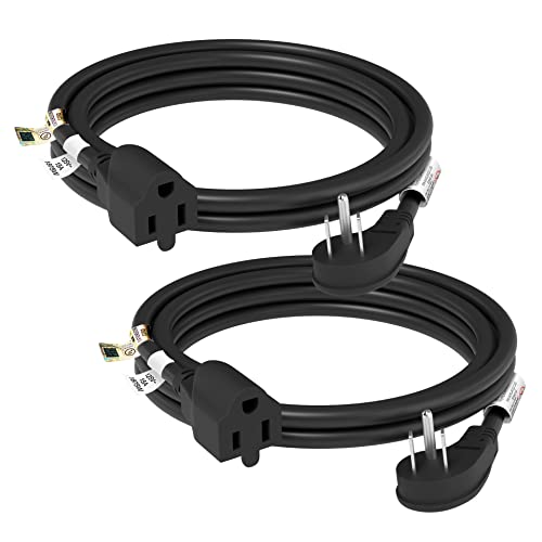 FIRMERST 1875W 14 Gauge Flat Plug Extension Cord 10 ft 15A Black, Pack of 2