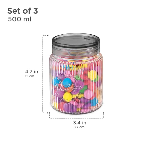 Image of Milton Olive Plastic Container with Lids, 500 ml, Clear Kitchen Storage Box Set of 3, Food Storage Jars for Kitchen, Tea Sugar Container, Airtight, Durable, Multi-purpose, Ideal for Kitchen Essentials