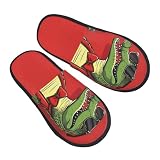 Pantuflas Pantuflas de cocodrilo con lentes de sol para mujeres y hombres, cálidas, mullidas, cálidas, para mujer, zapatos de casa, pantuflas de dormitorio, pantuflas peludas de invierno, zapatos de interior