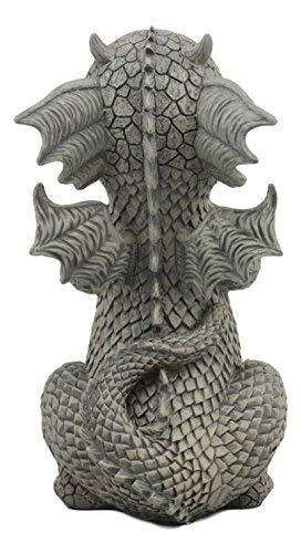 Ebros Whimsical Garden Dragon Begging For Attention Statue 10.25" H Cute Baby Dragon Panting Faux Stone Resin Finish Figurine Dungeons And Dragons Mythical Fantasy Sculpture Guest Greeter Home Decor #TOP3