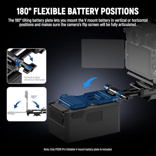 Image of NEEWER PS015 PRO V Mount Battery Plate with Arca Type Quick Release Plate & Cleaning Cloth, Foldable V Lock Mounting Adapter for NEEWER PS099E Compatible with DJI RS4 RS3 Gimbal Camera Cage Video Rig