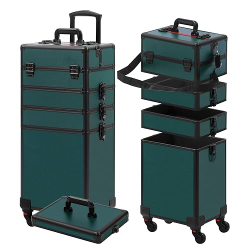 Somduy Makeup Train Case, Rolling Makeup Case with Lid, 5