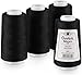 ABSOFINE Fils à Coudre 11000 Mètres,4pcs Bobines de Fils à Coudre en Polyester Fils en Polyester pour Broderie/Quilting/la Main et la Machine-Noir 3000 Yards
