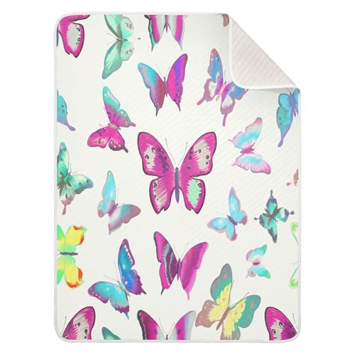 Burbuja Butterflies Baby Blanket for Boys Girls, Nursery Soft Warm Swaddling Receiving Baby Blankets, 30x40 in Toddler Blanket
