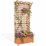 HOMASIS Cama de Jardín Elevada con Enrejado y Techo, 75x33x181cm)