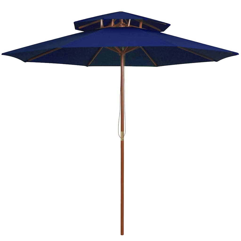 Ombrellone in legno blu, 270 cm, per patio