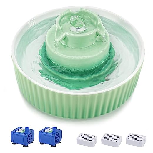 Lawfery Ceramic Cat Water Fountain, 2.1L/71oz Cupcake Pet Fountain