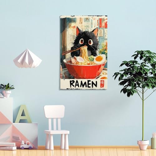 Tableau Chat Ramen déco murale pour raviver un mur blanc vide - 2