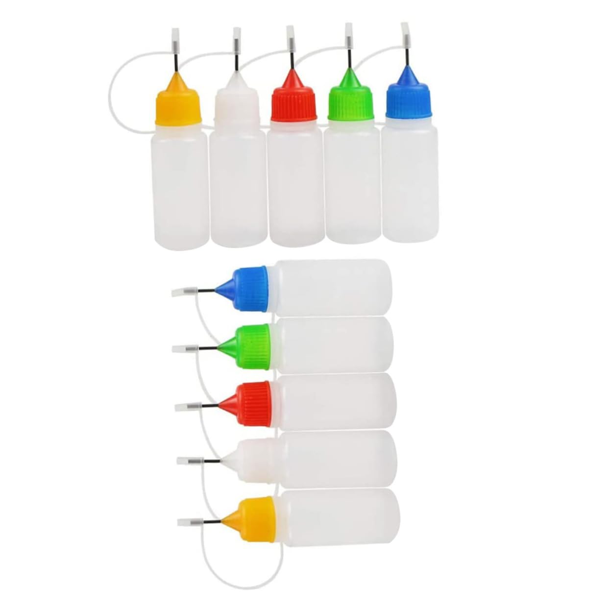 OKUMEYR 10pcs Diy Quilling Craft Glue Bottles Precision Squeeze Bottles Tapered Tip Dispensing Needle