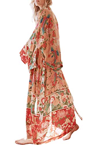 YOUKD Kimono Ample d'été Bohème Beach Bikini Cover Up Dress Grande Taille Cardigan pour Femme