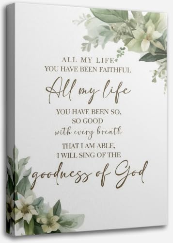 Goodness of God Bible Verse Canvas Wall Art Christian Scripture Wall Decor Inspirational Religious Framed Artwork for Living Room Bedroom Home Decoration 12x16 Inch