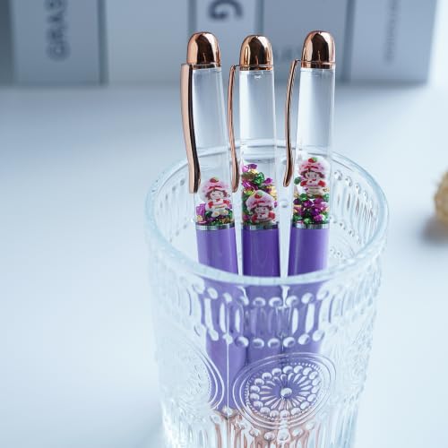 Image of Strawberry Girl Holding Cake Ballpoint Pen Unique Floating Stationery Perfect Birthday Party Favor Gifts
