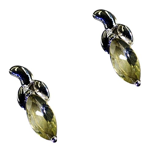 Bijoux quartz citron boucles d'oreilles argent 925 de forme marquise - 4