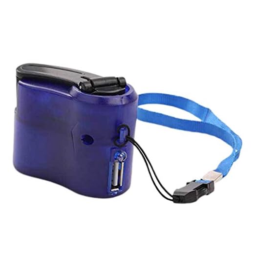 Hand vevladdare manuell generator Mobiltelefon nödladdare USB-laddare (blå)