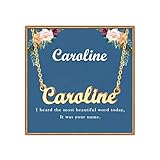 Ldurian Custom Name Necklace, Caroline Name Plate Pendant Necklace Pre Gifts, Charm Necklaces Jewelry for Birthday Anniversary