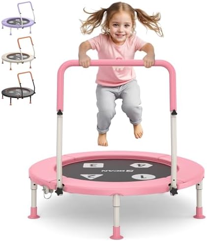 BCAN BT1 36″ Toddler Trampoline for Kids, Foldable Indoor Mini, Handlebar