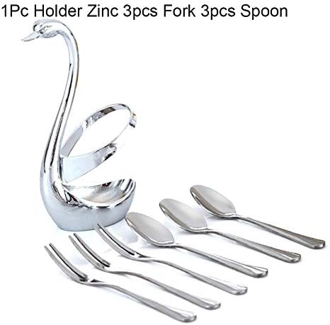 Maserfaliw Stainless Steel 1/7Pcs Swan Shape Tableware Storage Holder Fork Spoon Cutlery - 1Pc Holder Zinc 3pcs Fork 3pcs Spoon