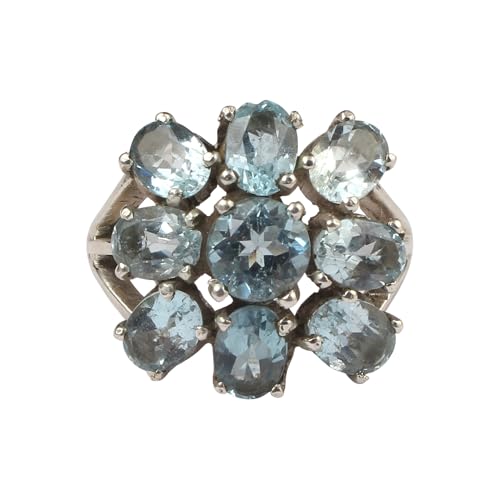 Bague topaze bleue en argent 925 faite main, bijou hypoallergénique pour peau sensible