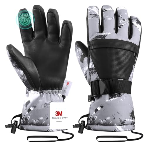 Pnosnesy Ski Gloves,Winter Snow Waterproof Gloves Touchscreen Skiing & Snowboarding Cold Weather...