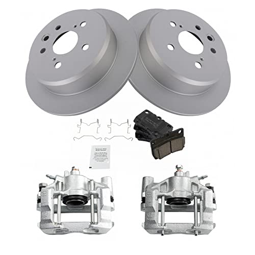 Image of TRQ Rear Brake Pad and Rotor Set Ceramic Solid Rotors Calipers | For 2006-2013 Lexus IS250