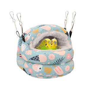 Bird Nest House Winter Warm Bird Bed Hanging Hammock Snuggle Hut for Parakeets Budgies Cockatiels Conures Quaker Parrot (Small, Blue)