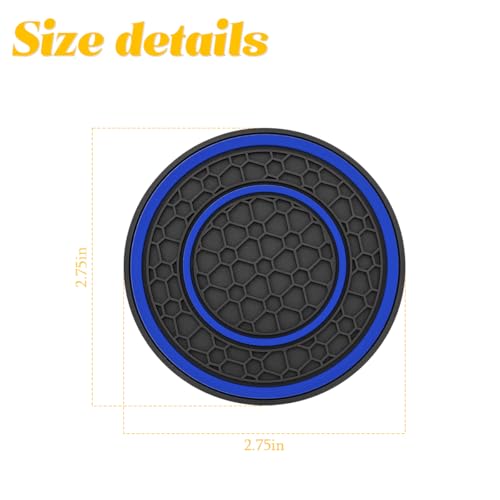 Image of Osilly Car Coasters for Cup Holder, 2.75 Inch No-Slip Anti Dust Insert Coaster, Universal Auto Waterproof Coasters Silicon Insulation Cup Mats for Woman Man, Suit for Vehicle (Black /Blue, 4PCS)