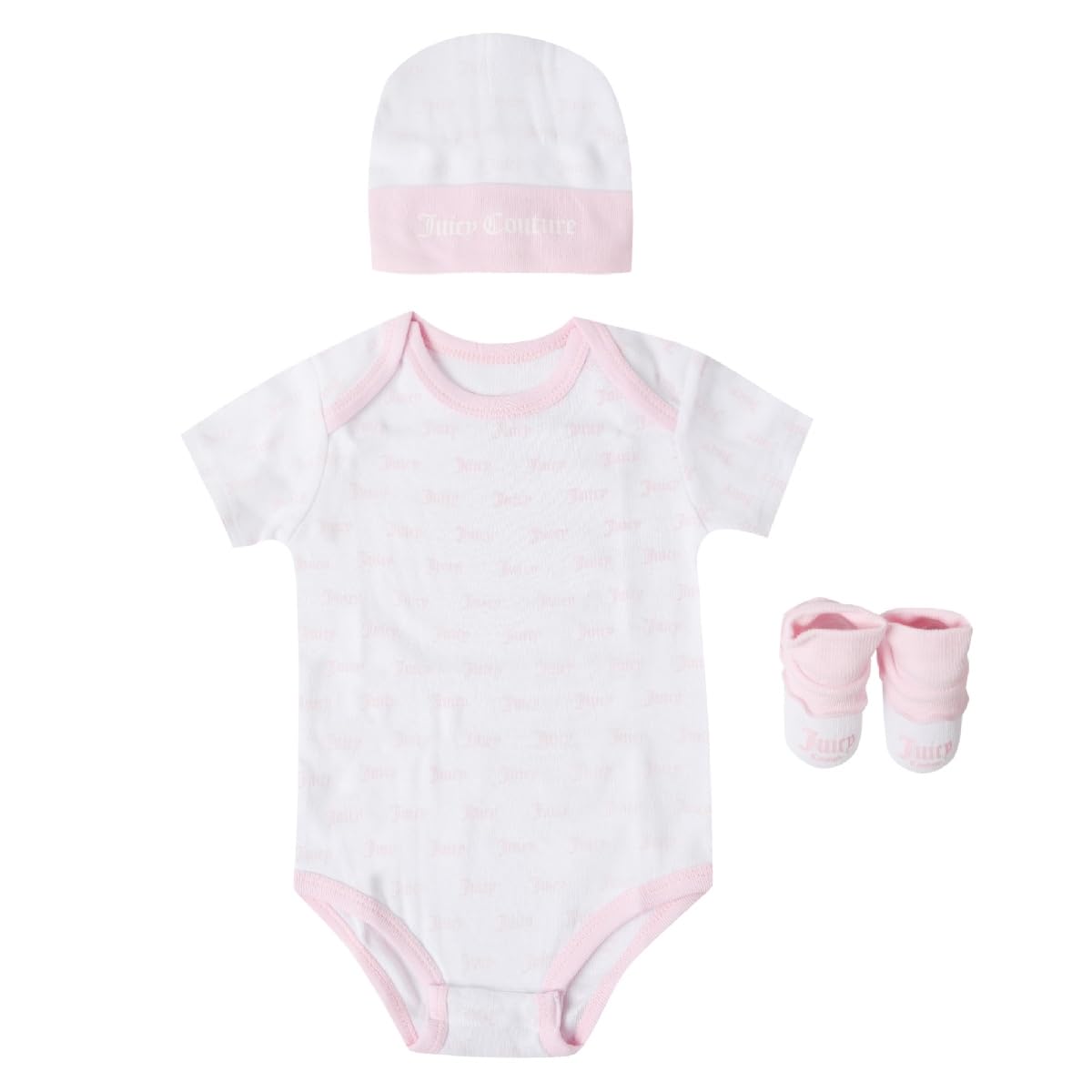 Juicy CoutureNewborn JBX5305P6976 Juicy Couture Baby Three Piece Set - White