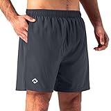 NAVISKIN Men's 5 inch Running Shorts Lightweight Quick Dry Workout Shorts Zipper Pocket Grey Size M