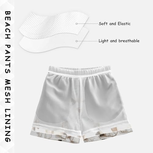 DOMIKING Huskys Bow White Toddler Boys' Swim Trunks Mesh Lining Swim Shorts for Boys Beach Pool Adjustable Waist 2T4