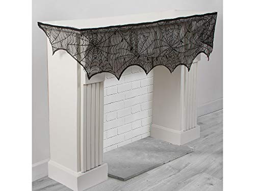 AMSCAN Lace Cobweb Mantel Scarf, Halloween Decorations, Party Props, 8 ft