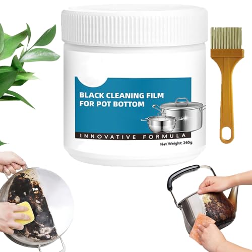 Powerful Burnt Residue Remover Paste for Cookware, Black Cleaning Film for Pot Bottom, Pot Cleaner for Bottom of Pans, Burnt-On Grease Remover, Multi-Prpose Powerful Cleaning Paste for Pot Bottom (1)
