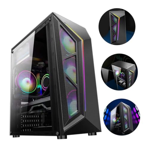 Gabinete de computadora de escritorio KALLORY RGB con panel lateral de vidrio templado, soporte de placa madre ATX, iluminación LED para juegos y uso de oficina miniatura 2