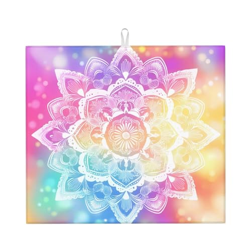 Mandala Flower Ethnic Tappetino Scolastoviglie Tappetini Microfibra Tappetino Macchina Caffe Per Piani Tavoli Stoviglie 46X61Cm