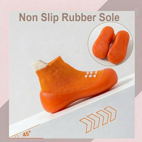 Image of Hstyle Baby Sock Shoes Toddler Boys Walking Shoes Infant Slippers Sneakers | Non-Slip,Soft Rubber Sole,Lightweight,1st Birthday Gifts for Baby Boys Girls