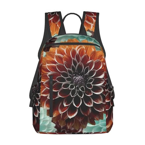 RLDOBOFE Backpack for Women Men Lightweight Casual Travel Daypack Dahlia Flower Laptop Backpack Work Bag
