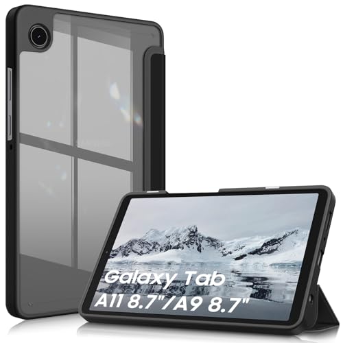 FINTIE Funda híbrida delgada para Samsung Galaxy Tab A11 de 8.7 pulgadas 2025/Tab A9 de 8.7 pulgadas, funda a prueba de golpes con carcasa trasera transparente, encendido y apagado automático, color