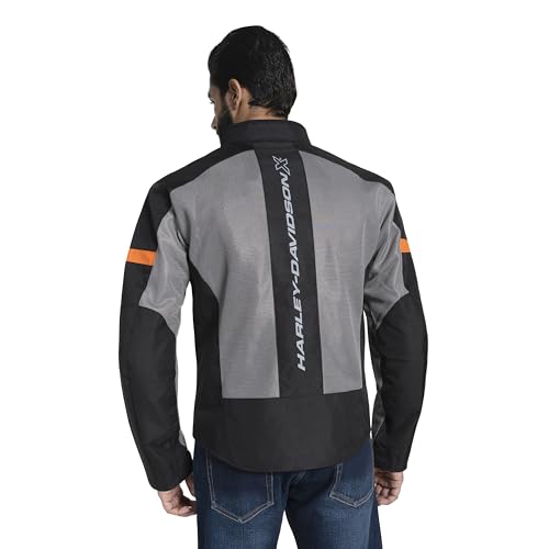 Image of HARLEY-DAVIDSON X UrbanX Edge Riding Jacket for Men | 100% Polyester with Breathable Mesh Lining | Protector Compartments for Elbow, Shoulder & Back | Comfortable & Stylish Motorcycle Jacket