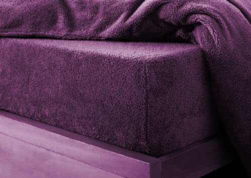 Luxury Teddy Bear Cosy Plush And Warm Soft Extra deep Fleece Fitted Bed Sheet (Plum, Single) โ image 1