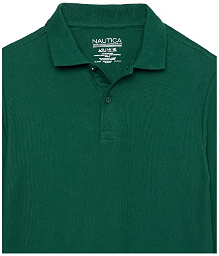 Image of Nautica Boys' School Uniform Long Sleeve Polo Shirt, Button Closure, Comfortable, Breathable Fabric