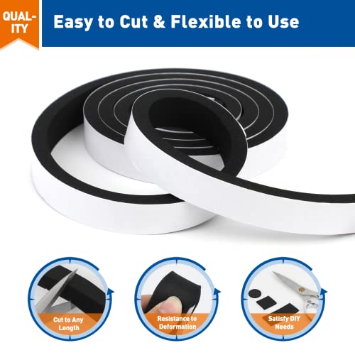 Magzo Weather Stripping Door Seal, 1 Inch W X 3/8 Inch T, Closed Cell Foam Insulation Tape Adhesive, Total Length 13 Feet (6.5Ft X 2 Rolls) #TOP3