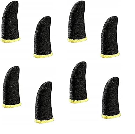 GO SHOPS Best New Pair Breathable Mobile Finger Sleeve, Press Game Controller Sweatproof Gloves for PUBG Mobile Phone Gaming-Black Gaming Accessory Kit (Black, For Android, iOS) (BLACK-4)